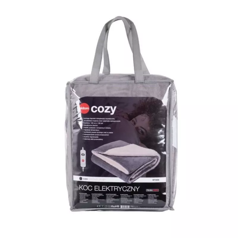 ELDOM KT200 Cozy Elektryczna podkładka pod prześcieradło 150 x 80 cm Szary 60W 3 poziomy grzania