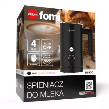 Spieniacz do mleka ELDOM SI560C Czarny - 500W Automatyczne Spienianie na Gorąco i Zimno, Podgrzewanie 300ml, Stal Nierdzewna