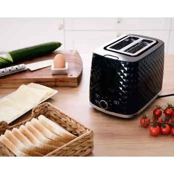 ELDOM TO280C Toster TOSTI, Podgrzewacz do bułek, System rozmrażania, Czarny
