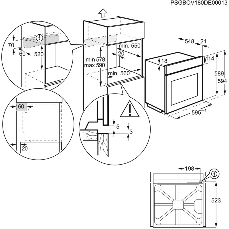 Electrolux EOD3H70X Wbudowany Piekarnik Elektryczny 72L Stal Nierdzewna