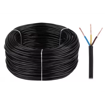ELEKTROKABEL OMY 3x1.5 mm² 300/300V elastyczny kabel elektryczny PVC, czarny