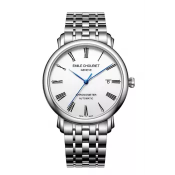 EMILE CHOURIET MAN 00116G406625 Zegarek automatyczny 40mm Czarna tarcza Stalowa bransoleta