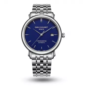 EMILE CHOURIET Męski 001168G406698 Automatyczny zegarek nurkowy 40mm Czarna tarcza Bransoleta ze stali nierdzewnej