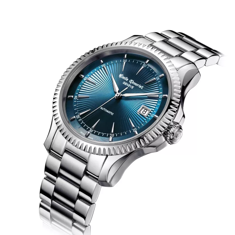 EMILE CHOURIET Zegarek automatyczny męski 40mm Stal nierdzewna Czarna tarcza