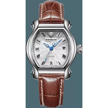 EMILE CHOURIET Damski Zegarek Swiss Quartz 28mm Stal Nierdzewna Biała Skóra
