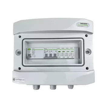 EMITER Hermetyczna rozdzielnica AC IP65 z ogranicznikiem przepięć Noark Typ 2, 10A 3-fazowa, RCD Typ A 40A/300mA