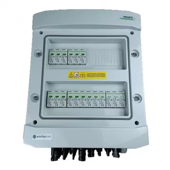 EMITER Switchgear Attached DC Hermetic IP65 EMITTER z ogranicznikiem przepięć DC Noark 1000V Typ 1+2, 6x PV String, 6x MPPT