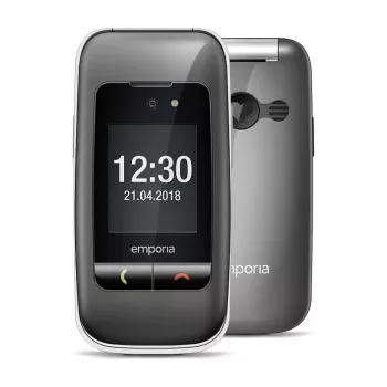 Emporia ONE V200i Telefon z klapką, wyświetlacz 2,31 cala, Dual SIM, przycisk SOS, Space Grey/Silver
