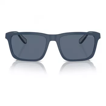 EMPORIO ARMANI EA4219-576380 Męskie okulary przeciwsłoneczne prostokątne - matowa czarna oprawka, szare soczewki, 57mm