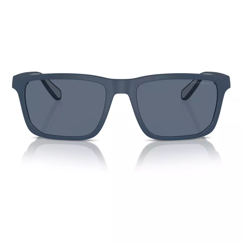 EMPORIO ARMANI EA4219-576380 Męskie okulary przeciwsłoneczne prostokątne - matowa czarna oprawka, szare soczewki, 57mm