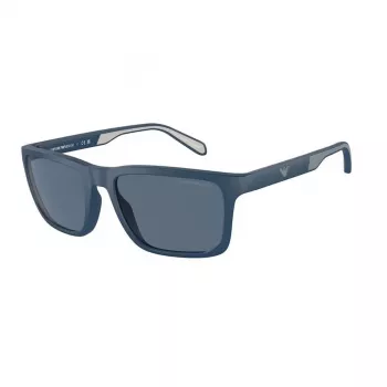 EMPORIO ARMANI EA4219-576380 Męskie okulary przeciwsłoneczne prostokątne - matowa czarna oprawka, szare soczewki, 57mm