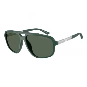 EMPORIO ARMANI EA4236U619071 Okulary przeciwsłoneczne męskie - Matowa czarna oprawka w stylu pilotki, kwadratowy kształt, ciemnoszare soczewki, 59mm