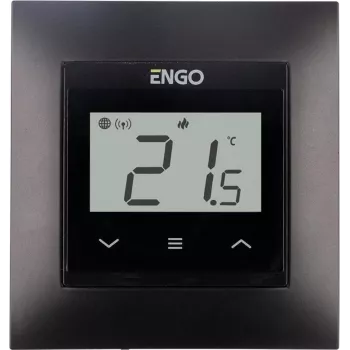 ENGO Controls E55-B Internetowy Podtynkowy Regulator Temperatury do Ramki 55x55, Wi-Fi, Czarny