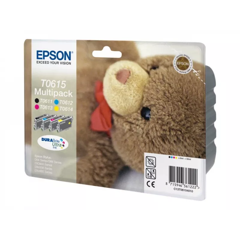 Epson T0615 Multipack Ink Cartridges - 4 Pack - 32 ml - Black, Yellow, Cyan, Magenta