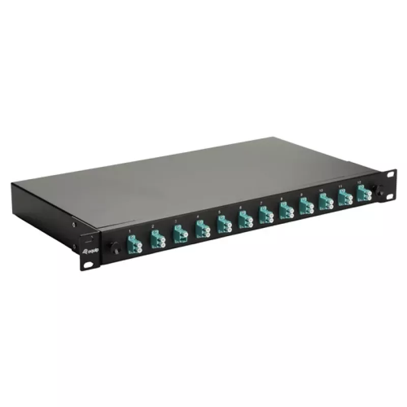 Equip 12-Port Fiber Optic Splice Box, LC Duplex, OM3, 1U, Wyposażony, Czarny