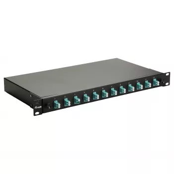 Equip 12-Port Fiber Optic Splice Box, LC Duplex, OM3, 1U, Wyposażony, Czarny