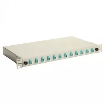 Equip 12-Port Fiber Optic Splice Box, LC Duplex, OM3, 1U, Wyposażony, Szary