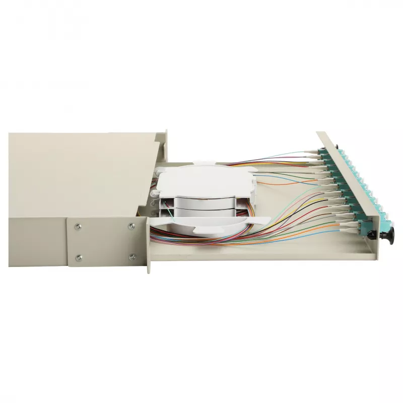 Equip 12-Port Fiber Optic Splice Box, LC Duplex, OM3, 1U, Wyposażony, Szary