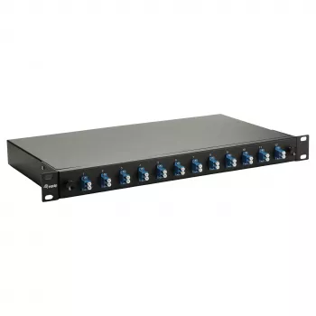 Equip 12-portowa skrzynka rozdzielcza światłowodowa, LC Duplex, OS2 jednomodowy, montaż w szafie rack 1U, wyposażona, czarna