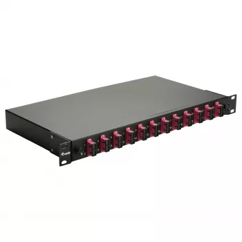 Equip 12-Port Fiber Optic Splice Box, SC Duplex, OM4, 1U, Equipped, Black