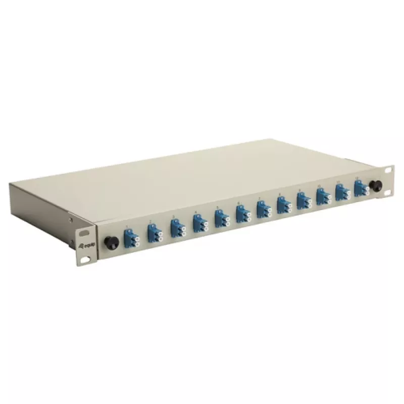 Equip 12-Portowa LC Duplex OS2 Światłowodowa Puszka Złączowa, 1U Do Montażu w Szafie Rack, Szary