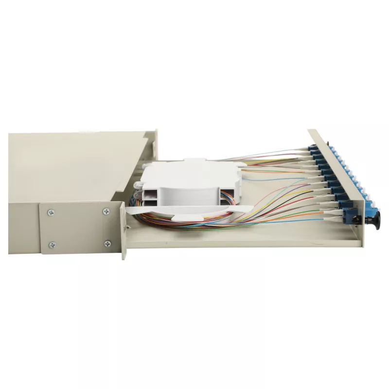 Equip 12-Portowa LC Duplex OS2 Światłowodowa Puszka Złączowa, 1U Do Montażu w Szafie Rack, Szary