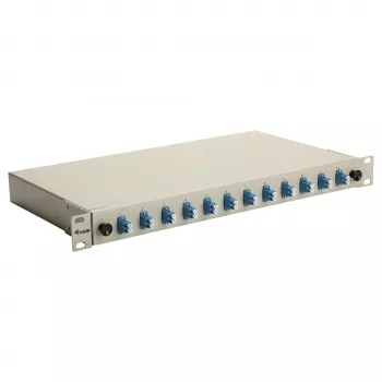 Equip 12-Portowa LC Duplex OS2 Światłowodowa Puszka Złączowa, 1U Do Montażu w Szafie Rack, Szary