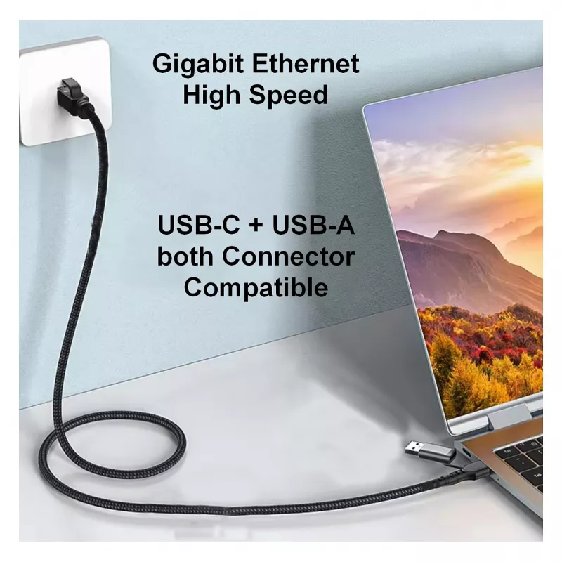 EQUIP 133101 USB-C i USB-A do RJ45 Gigabit Ethernet Adapter, Czarny