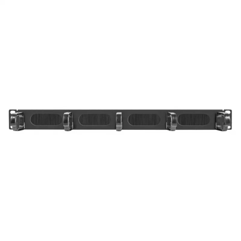Equip 19-calowy panel zarządzania kablami, 5 plastikowych pierścieni, stal, 1U, czarny (RAL 9005)