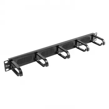 Equip 19-calowy panel zarządzania kablami, 5 plastikowych pierścieni, stal, 1U, czarny (RAL 9005)