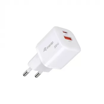 Equip 2-portowa ładowarka ścienna USB-C PD3.0/USB-A GaN 20 W biała