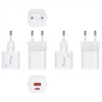 Equip 245526 Ładowarka ścienna 2-portowa USB-C PD3.0 / USB-A GaN 20W, biała
