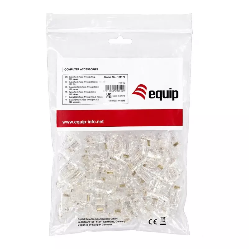 Zestaw złączy Equip Cat6 RJ45 UTP nieekranowanych (100 sztuk) - przezroczysty