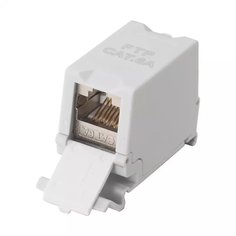 Equip Cat6A ekranowana złączka Keystone 1xRJ45 szyna DIN szara