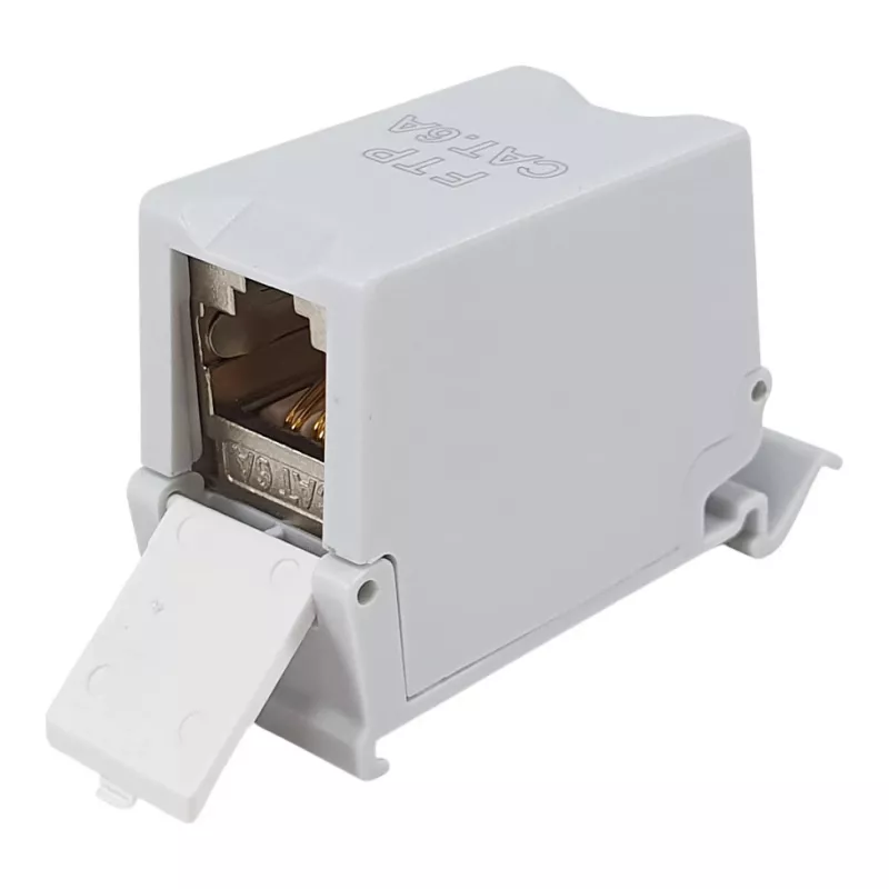 Equip Cat6A ekranowana złączka Keystone 1xRJ45 szyna DIN szara