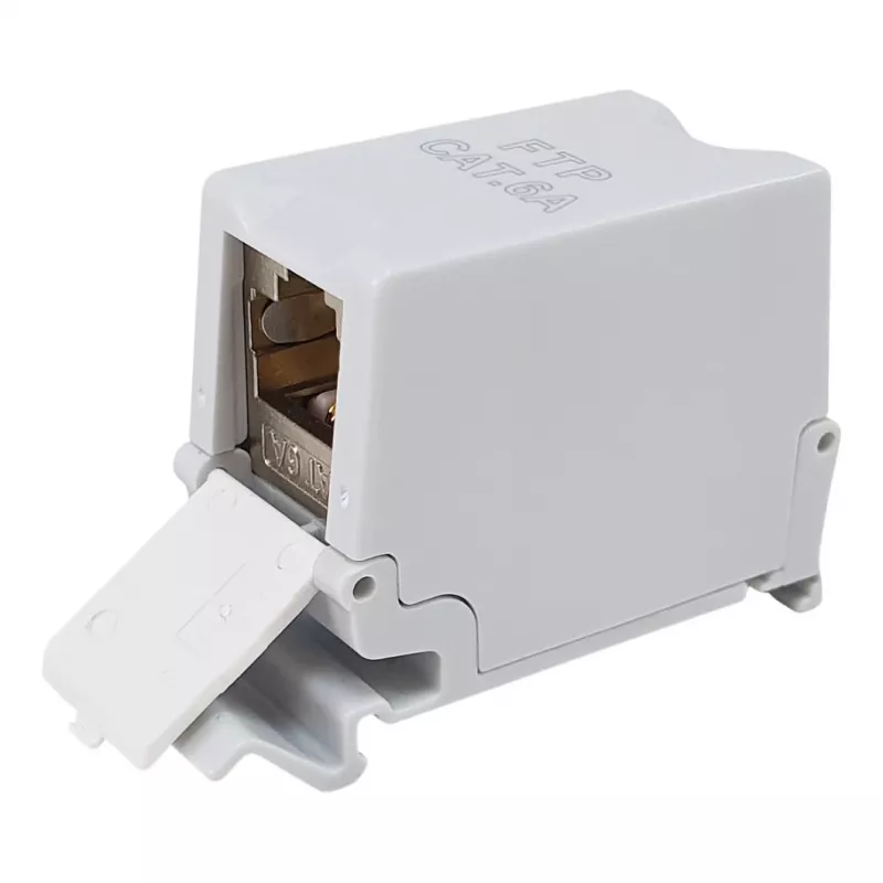 Equip Cat6A ekranowana złączka Keystone 1xRJ45 szyna DIN szara