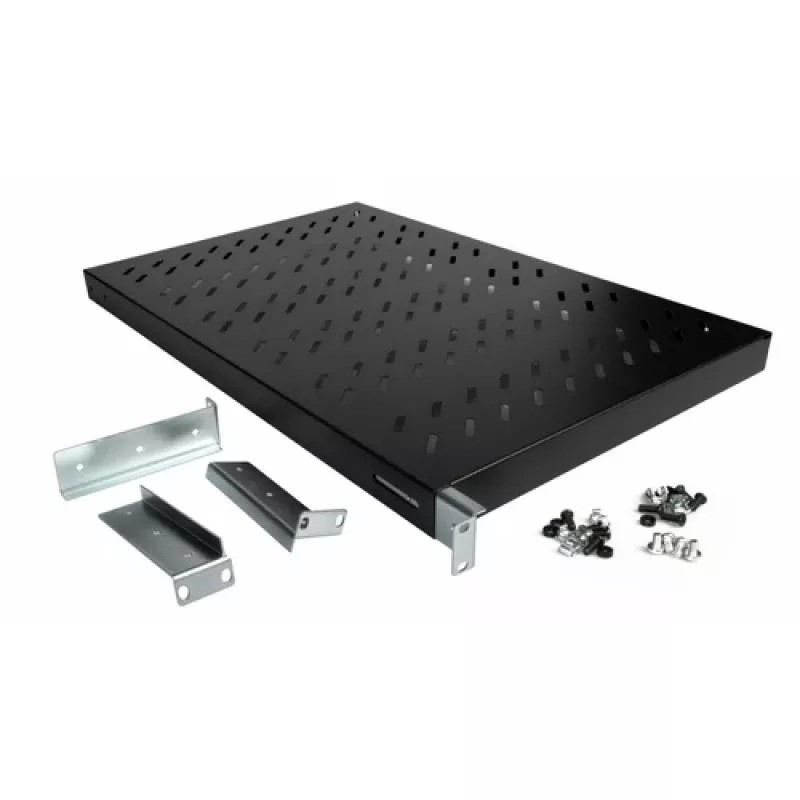 Equip EZVS-19-1-10-B 19 cali 1U Stała Półka Rackowa, Głębokość 1000 mm, Czarna – Stal Heavy-Duty, Nośność 100 kg