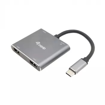 EQUIP USB-C 4-in-1 Dual-HDMI Adapter with 100W PD, 4K MST, Aluminum