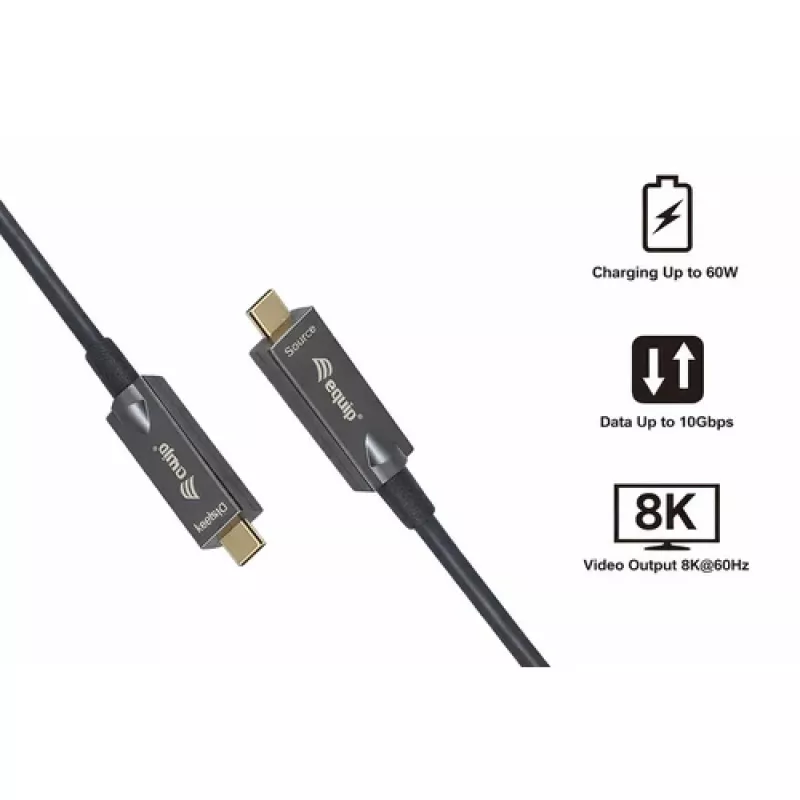 EQUIP USB-C do C Active Optical Cable 7,5 m 8K 60 Hz PD 60 W 10 Gbps Czarny