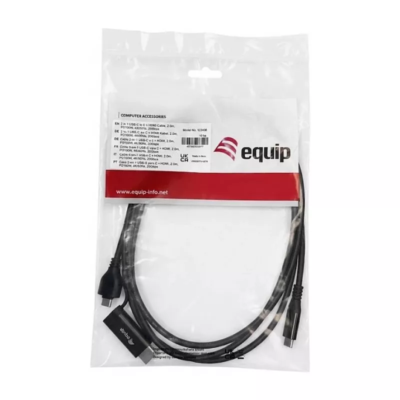 EQUIP USB-C na USB-C + HDMI Adapter z 100W PD, 4K/60Hz, Aluminium