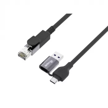 Equip USB-C + USB-A do RJ45 Gigabit Ethernet Adapter, 5 m, Czarny