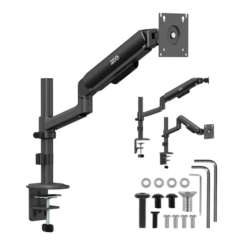 Ergo Office ER-691 B uchwyt monitora na sprężynie gazowej do ekranów 17-32 cali, 1-10 kg, matowy czarny, VESA 75/100