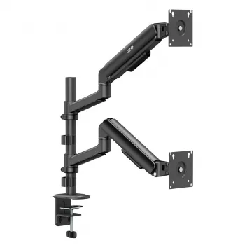 ERGO OFFICE ER-692 B Podwójny uchwyt monitorowy na biurko, ramię gazowe, pasuje do 17-32 inch, 1-10 kg na ramię, czarny matowy