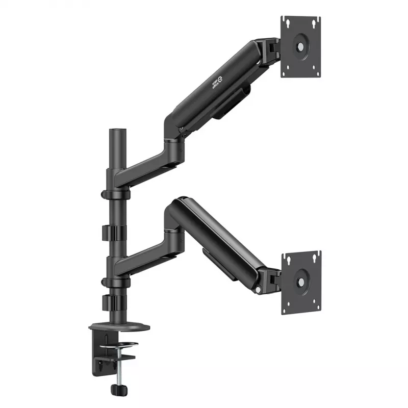 ERGO OFFICE ER-692 B Podwójny uchwyt monitorowy na biurko, ramię gazowe, pasuje do 17-32 inch, 1-10 kg na ramię, czarny matowy