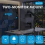 ERGO OFFICE ER-692 B Podwójny uchwyt monitorowy na biurko, ramię gazowe, pasuje do 17-32 inch, 1-10 kg na ramię, czarny matowy