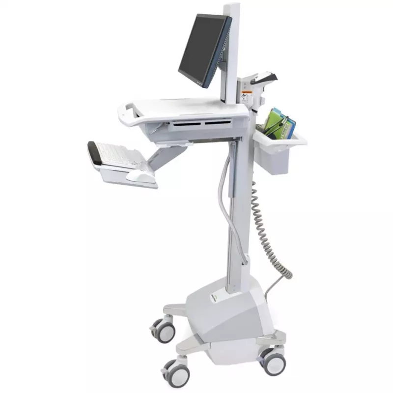 Ergotron Mobilny Wózek Medyczny do Monitora LCD / Sprzętu PC - Zasilany Baterią LiFe, EU - Medyczny - Tworzywo Sztuczne, Aluminium, Stal Ocynkowana - Szary, Biały, Polerowane Aluminium - Rozmiar Ekranu: Do 22 Cali