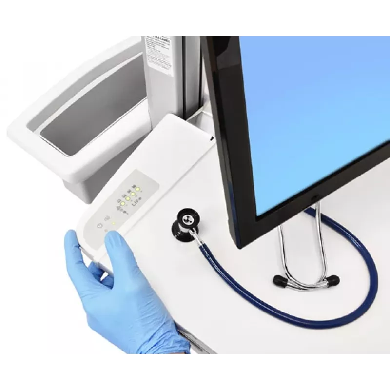 Ergotron Mobilny Wózek Medyczny do Monitora LCD / Sprzętu PC - Zasilany Baterią LiFe, EU - Medyczny - Tworzywo Sztuczne, Aluminium, Stal Ocynkowana - Szary, Biały, Polerowane Aluminium - Rozmiar Ekranu: Do 22 Cali