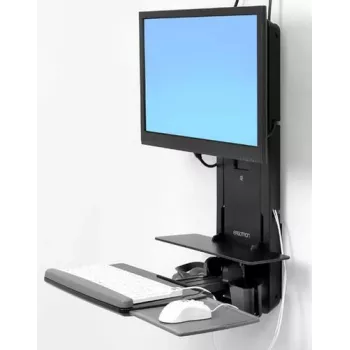 Ergotron Sit-Stand Vertical Lift, Patient Room - Zestaw montażowy (Podpórka pod nadgarstki, Uchwyt na mysz, Pionowa szyna regulacyjna, Uchwyt na skaner kodów kreskowych, Półka na klawiaturę, Uchwyt do monitora, Wysuwana półka na mysz)