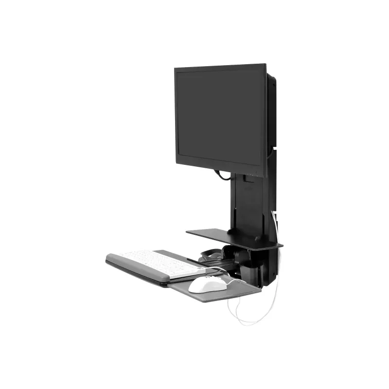 Ergotron Sit-Stand Vertical Lift, Patient Room - Zestaw montażowy (Podpórka pod nadgarstki, Uchwyt na mysz, Pionowa szyna regulacyjna, Uchwyt na skaner kodów kreskowych, Półka na klawiaturę, Uchwyt do monitora, Wysuwana półka na mysz)