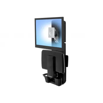 Ergotron Sit-Stand Vertical Lift, Patient Room - Zestaw montażowy (Podpórka pod nadgarstki, Uchwyt na mysz, Pionowa szyna regulacyjna, Uchwyt na skaner kodów kreskowych, Półka na klawiaturę, Uchwyt do monitora, Wysuwana półka na mysz)